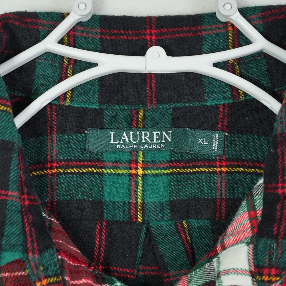 Lauren Ralph Lauren XL Patchwork Plaid Flannel Shirt Womens Tartan Colorblock - Picture 3 of 10